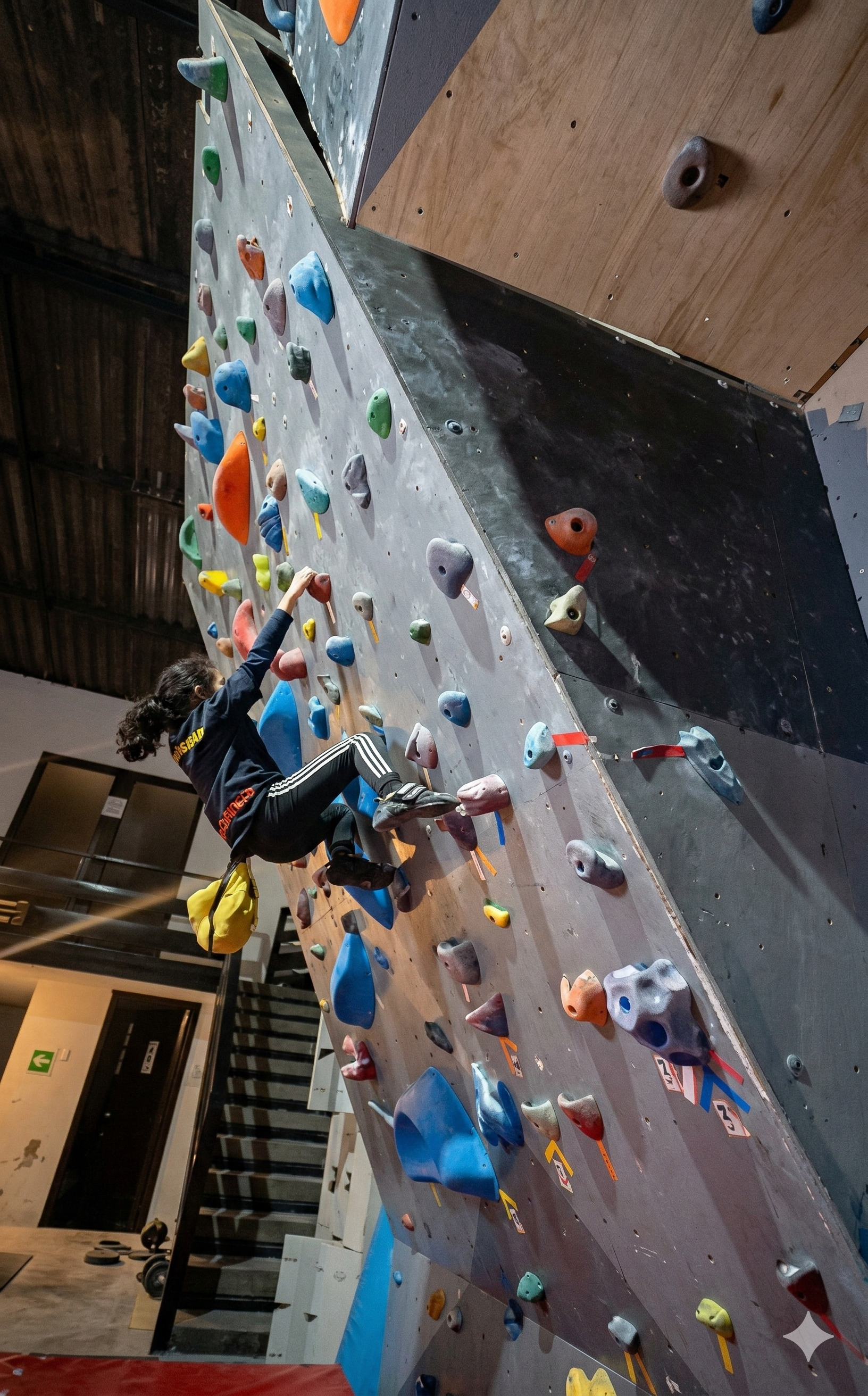 Juliana haciendo una ruta en el inclinado